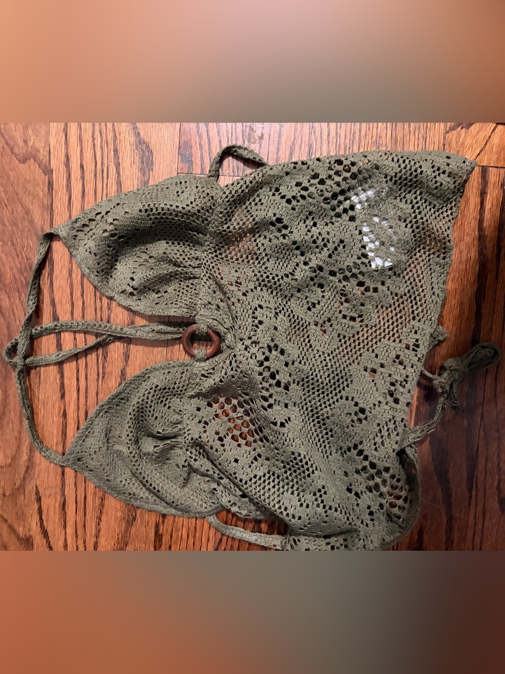 Edikted Olive Crochet Halter Crop Top - Small